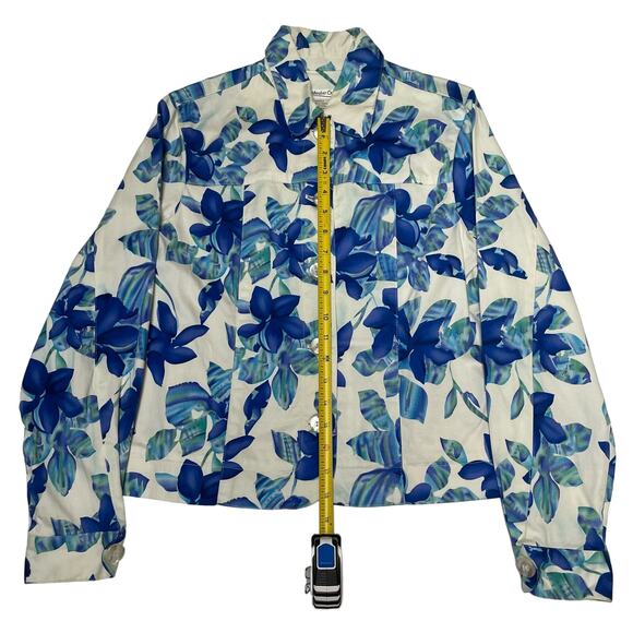 Coldwater Creek Long Sleeve Button Up Light Jacket, White w/Blue Floral, Size XS - Picture 9 of 9